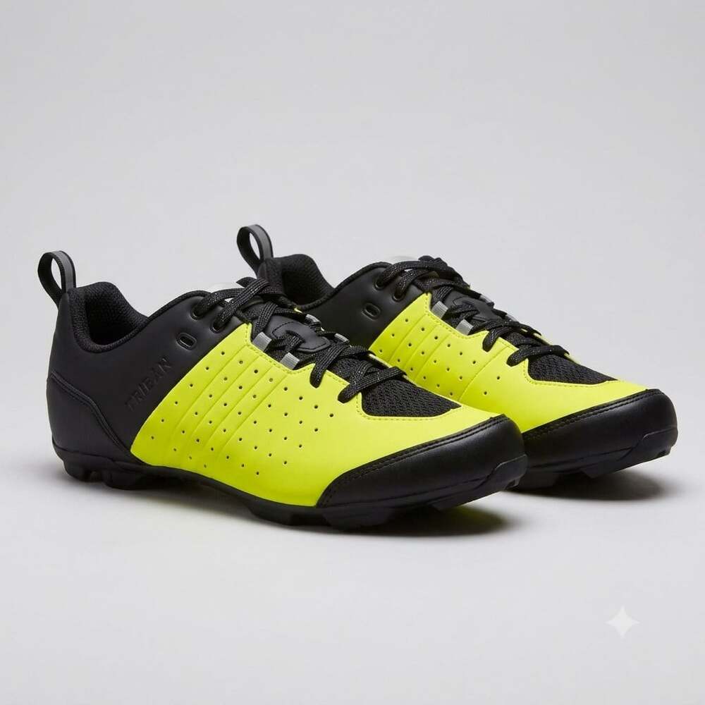 Decathlon Triban RC 500 Cycling Shoes High Vis Yellow Black Mens US 9.5 EU 43 SP